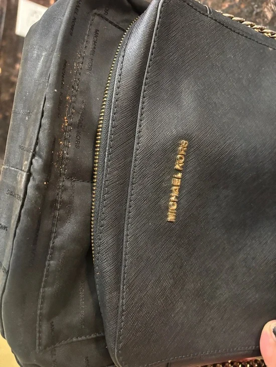 Michael Kors Black Crossbody with Gold-Tone Chain Strap - Picture 11 of 12